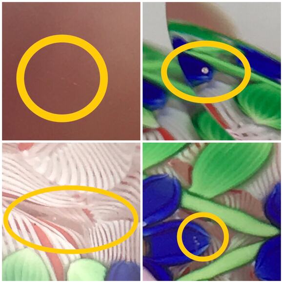 Perthshire PP47 2001 Blue Lampwork Flowers Triangular Design Lace LE Paperweight - Picture 13 of 13